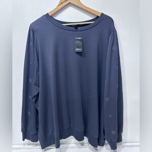 Torrid Plus Size 4X (26) Eyelet Sleeve Crewneck Sweatshirt Gray French Terry NWT